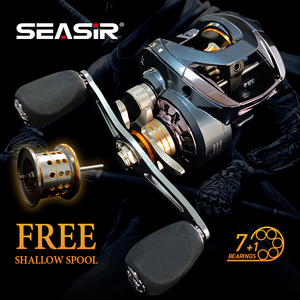 Moulinet Baitcasting de pêche, matériel à la mouche, eau salée, poignée de bouton - Product Image 1