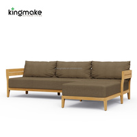 Ensemble de canapés d'extérieur en teck moderne de luxe - Imperméable et résistant aux intempéries pour villa, jardin, salon et parc
