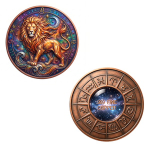 Colección de Medallas Conmemorativas de Astrología y Horóscopo, Serie Cielo Estrellado Celestial, Monedas de Cobre con los 12 Signos <span class=keywords><strong>del</strong></span> Zodíaco - Product Image 2