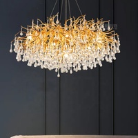 Lustre LED en verre doré de luxe moderne et léger, adapté au salon, à la salle à manger