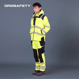 Ensemble de vêtements de travail en deux pièces, pantalon et <span class=keywords><strong>veste</strong></span> en polaire épaisse anti-feu à haute visibilité personnalisée - Product Image 3