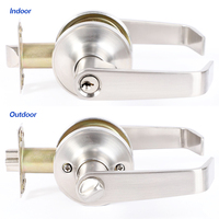 Serrure de porte intérieure moderne en alliage de zinc satiné avec poignée tubulaire, cylindre en acier inoxydable, épaisseur 35-45 mm, 3 clés