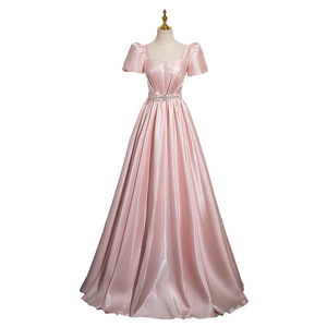 Pink Satin Ball Gown Evening Dress Sweetheart Neckline Empire Waist Women's Formal Party Wedding Dress - Product Image 5