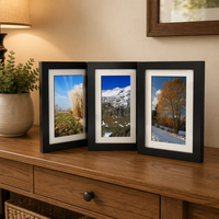 Cadre photo moderne en bois massif de noyer noir de haute qualité B&C ART A4, respectueux de l'environnement, pour l'affichage de peintures, utilisation sur table