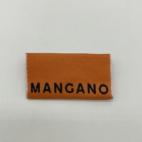 Étiquettes d'entretien imprimées en satin, pliées au centre, écologiques, en coton/polyester noir, rectangulaires 2x6cm, pour vêtements, marque OEM