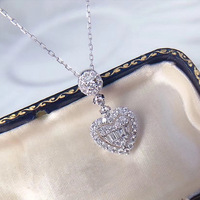 Bijoux en cuivre zircon cubique micro pavé colliers imité plaqué rhodium mariage coeur CZ pendentif collier pour femmes