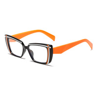 Lunettes anti-lumière bleue personnalisées de style européen et américain pour femmes, monture intégrale, design linéaire, verres PC pour visages carrés