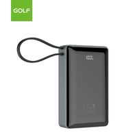 Chargeur de batterie au Lithium en gros Portable PD 65W charge rapide LCD numérique personnalisé câble intégré batterie externe 20000mAh