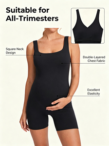 Mono de Yoga Premamá Transpirable Sin Costuras, Mono de Maternidad de Una Pieza con Cuello Cuadrado, Agradable al Tacto, para Todos los Trimestres - Product Image 3