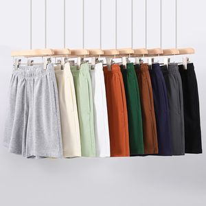 Pantalones cortos básicos de algodón de 260 gramos de peso alto de 13 colores sólidos de alta calidad, cordón interior suelto, informal unisex - Product Image 2
