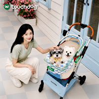 Poussette pliable durable pour animaux de compagnie (chiens et chats) en tissu Oxford respirant, 4 roues, toutes saisons, chariot de transport, faible MOQ, produits pour animaux de compagnie