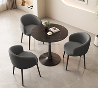 Ensemble Table et Tabourets de Salle à Manger Moderne Haute Ronde en Marbre Céramique avec Base Métallique pour Cuisine - Vente en Gros