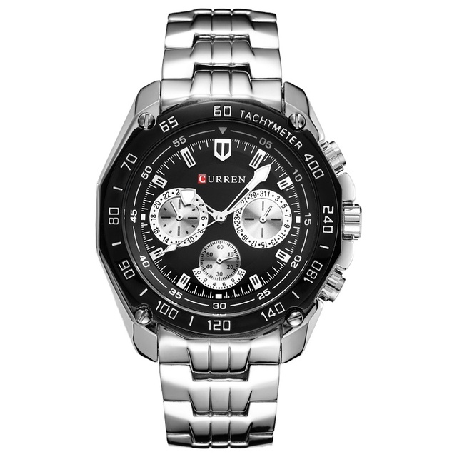 Curren Men's  Three-eye Business Quartz Watch Cross-border E-commerce Steel Band Watch Men's Watch 8077