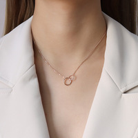 Collier tendance à double cercle en acier inoxydable, pendentif mode, disponible en deux couleurs : argent et rose