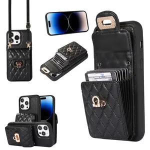 Brieftasche Telefonhülle mit Crossbody Chian-Leder Brieftaschen-Schutzhülle für Samsung S23 Ultra