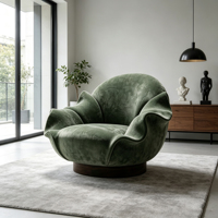 Fauteuil d'appoint en velours à pétales, design moderne et luxueux, pour salon, villa, salle d'exposition, hall d'hôtel