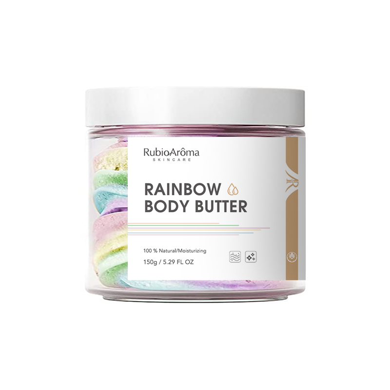 High quality rainbow body butter natural organic moisturizing vegan strawberry scented raw whipped