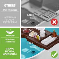 Baignoire en bambou pliable Caddy Tray Table de bain adaptée aux baignoires avec livre et porte-verre à vin pour fournitures de bain et de toilette