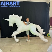 Costume de mascotte licorne gonflable lumineux, durable, avec LED pour les défilés en extérieur