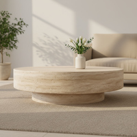 Table basse ronde en travertin, mobilier moderne pour salon, table d'appoint basse pour maison, villa, appartement, salon