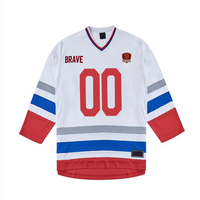 Vêtements de sport OEM directement de l'usine, nouveaux maillots de hockey sur glace blancs à col en V pour hommes avec logo d'équipe, motif et numéro