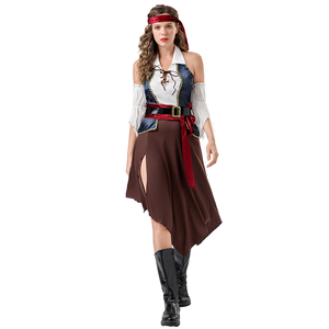 Disfraz de Pirata para Mujer Adulta, Ideal para Cosplay de Cine y Televisión, Hecho de Poliéster, Vestido Sexy para Carnaval de Pascua - Product Image 1