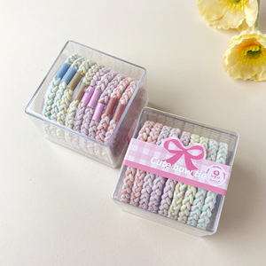 Jolies attaches pour cheveux en forme de nœud papillon, couleur claire, en nylon tressé, haute élasticité, pour usage quotidien, bandeaux pour queue de cheval, lot de 9, boîte incluse - Product Image 4