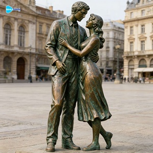 Statua in Bronzo a Grandezza Naturale di Coppia in Amore Vero per Parchi, Ville e Spazi Esterni - Product Image 6