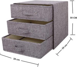 3-Drawer Fabric Dresser <b>Storage</b> Tower 3-Tier Organizer Unit <b>Storage</b> <b>Chest</b> Cabinet for Bedroom, Hallway, Closet, Office Furniture - Product Image 3