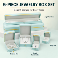 Großhandel Fabrik Schmuck-Geschenkbox Handgefertigte Leder-Schmuck-Reisebox Blaue Ring-Schmuckbox mit Individuellem Logo Verpackung für Schmuck