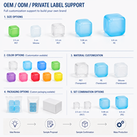 Glaçons réutilisables personnalisés en plastique pour boissons, en silicone transparent, réutilisables, non diluants, sans BPA, colorés, fabricant et fournisseur OEM
