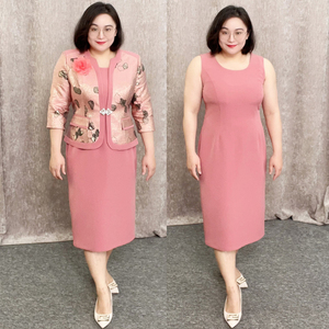Vestido de Fiesta Formal para Mujer, Talla Grande, Brocado de Alta Calidad, Corte Recto, Largo hasta la Rodilla, 5XL, ODM - Product Image 2