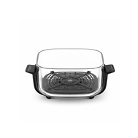 Friteuse à air numérique avec écran LCD, bol en verre carré de 4,2 L, revêtement antiadhésif PTFE, protection contre la surchauffe, multifonction (rôtir/cuire/déshydrater)
