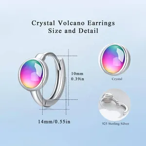 Sensitive Ear Fine Jewelry Custom 925 Sterling Silver Crystal Hypoallergenic Huggie Hoop Earrings