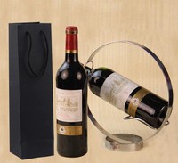 Individuelles Logo Großpackung Schwarze Faltbare Kraftpapier Champagner Einzelne Weinflasche Geschenkverpackung mit Griffen Papiertüte Wein