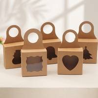 Boîte cadeau de Noël en kraft avec fenêtre, motifs cœur, bonhomme de neige, cloche, sapin, forme festonnée, poignée de transport, emballage pour fêtes de fin d'année, vente en gros, direct usine