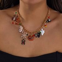 Collares Shiloh de Aleación Chapada en Oro de 24K, Estilo Hiperbólico, Serie Europea Americana de Halloween, Calabaza, Fantasma, Araña, Precio al por Mayor