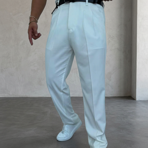 Men's Navy Blue Regular Fit Stretch Plus Size Mid Rise Waterproof Breathable Anti-Wrinkle Casual Smart Office <b>Trousers</b> Cotton - Product Image 3