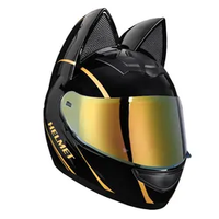 Casco de Motocicleta con Orejas de Gato para Hombre y Mujer, Casco de Cara Completa con Certificación Estándar DOT