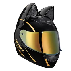<span class=keywords><strong>Casco</strong></span> moto orecchio di gatto <span class=keywords><strong>uomo</strong></span> e donna Cool Cat locomotiva moto Full Face <span class=keywords><strong>casco</strong></span> DOT Standard di certificazione - Product Image 4