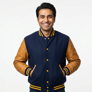Marca Varsity Jacket Cuerpo de lana con brazos de cuero Letterman Baseball Unique CollegeBaseballjacket para hombres - Product Image 1
