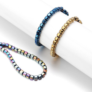 <span class=keywords><strong>Hématite</strong></span> naturelle plaquée carré coupe perles en vrac galvanoplastie 4/6/8mm bleu Rose doré vert fait à la main bijoux à bricoler soi-même fabrication d'accessoires - Product Image 5