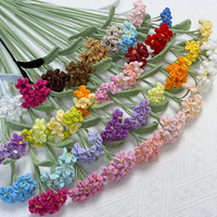 Bunga Rajutan Tangan dari Benang Wol Forget-Me-Not, Bunga Crochet Buatan, Hadiah Ulang Tahun Natal, Grosir Florist