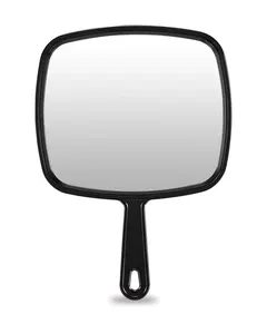 여분 큰 손 거울, 손잡이를 가진 살롱 이발사 미용 소형 거울 (정연한 검정 9 "x 12.4")