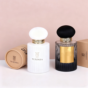 Botellas de perfume de cristal redondas blancas y negras de 30ML <span class=keywords><strong>50ML</strong></span> 100ML de lujo personalizadas, botella de perfume transparente vacía personalizada con caja de embalaje - Product Image 3
