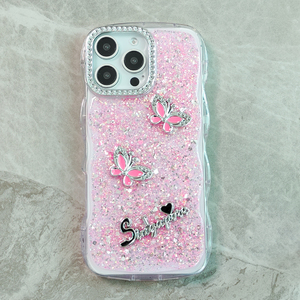 Funda de Teléfono INS con Diseño de Mariposa 3D de Resina Líquida, Carcasa Brillante con Purpurina para iPhone 17 16 15 14 Pro Max 17E - Product Image 3