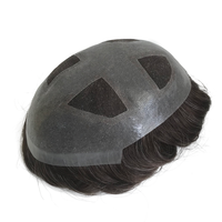 Prothèse capillaire pour homme en cheveux humains naturels, ultra-fine, transparente, en dentelle suisse et base PU fine, à prix d'usine compétitif