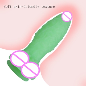 Nouveau pénis vert Fluorescent Noctilucent bouchon anal épais dilatateur jouets sexuels femme forme spéciale Silicone gelée sangle sur gode xxl - Product Image 2