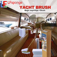 Nouvelle brosse de nettoyage pour yacht et bateau avec manche en acier inoxydable et éponge en mélamine pour ponts marins et embarcations