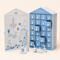 Caja de Papel Personalizada para Calendario de Adviento con Material Ecológico, 24 Cajones, Estilo Libro Magnético e Interior Impreso